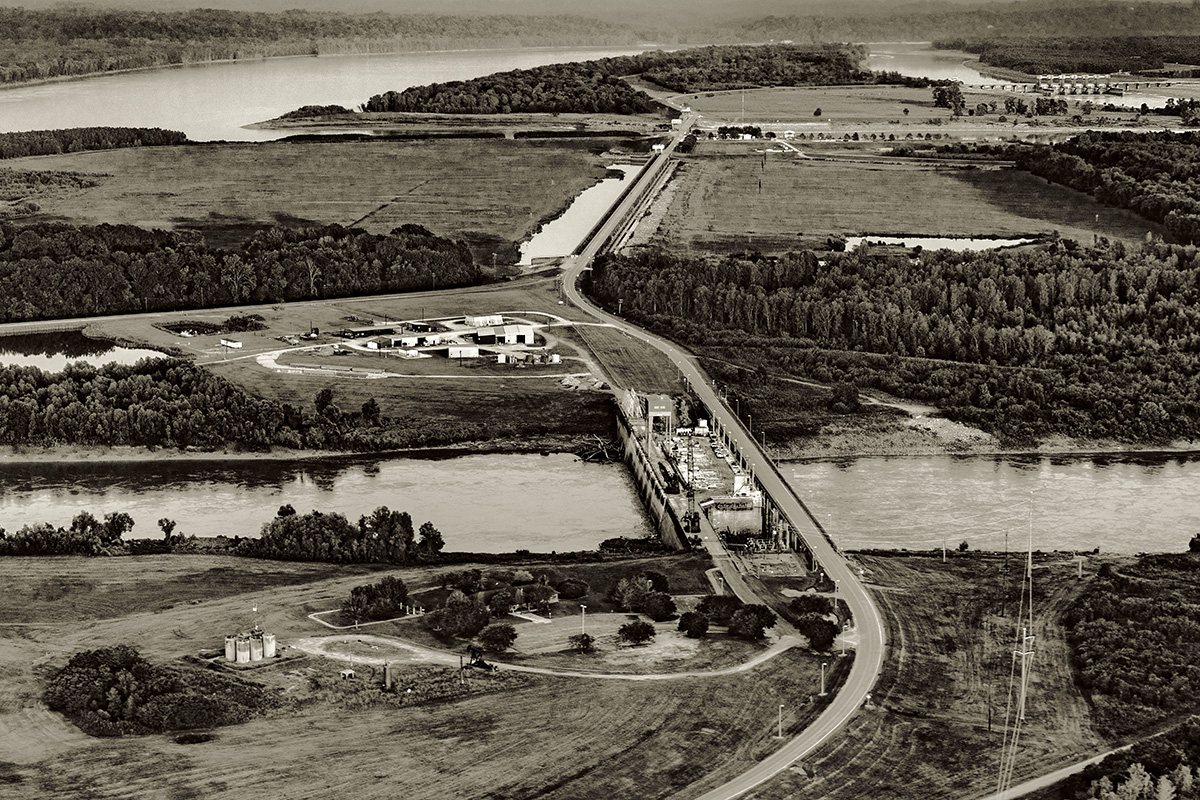 The Old River Control Structure near Point Breeze, LA, includes the Sidney A. Murray Hydroelectric Station, an overbank structure, low-sill structure, and auxiliary structure.